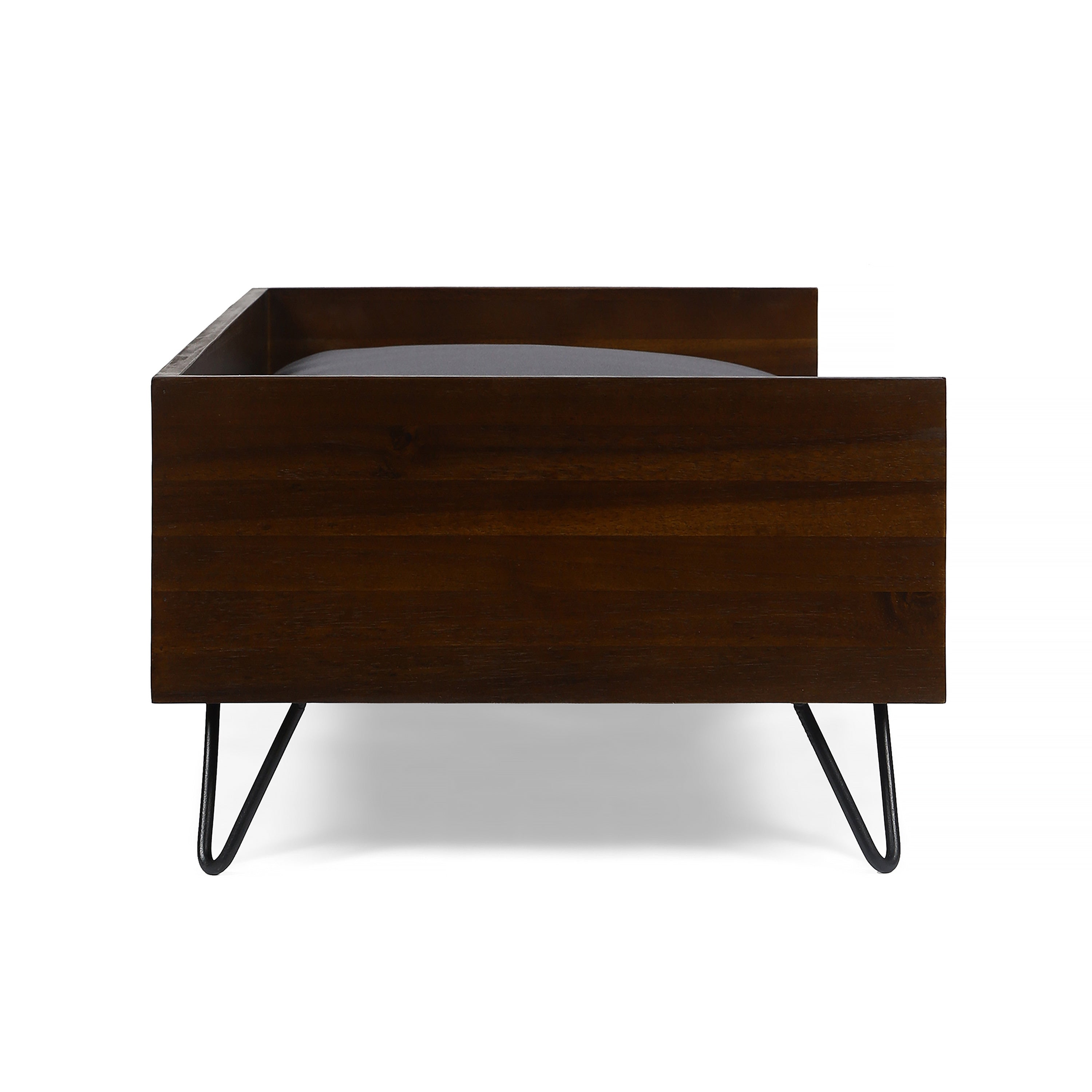Acacia Wood Dog Bed with Sleek Hairpin Legs