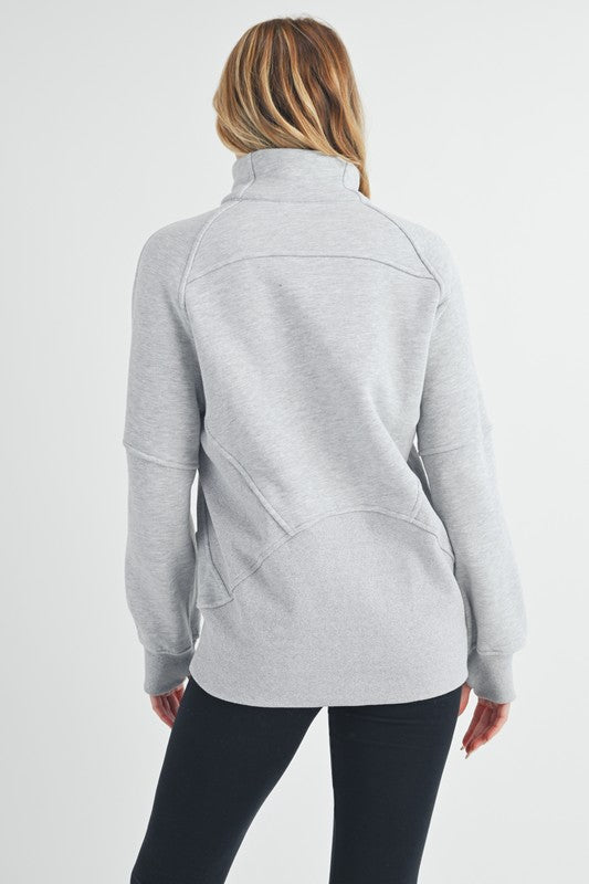 Aemi + Co Half Zip Raglan Sleeve Sweatshirt with Kangaroo Pocket