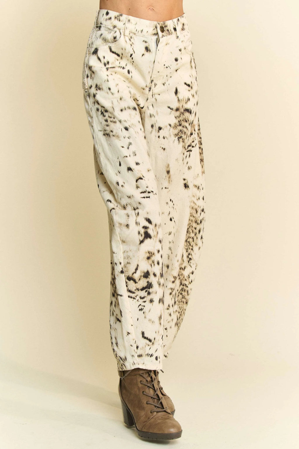Abstract Tie Dye Dot Lace Detail Barrel Pants