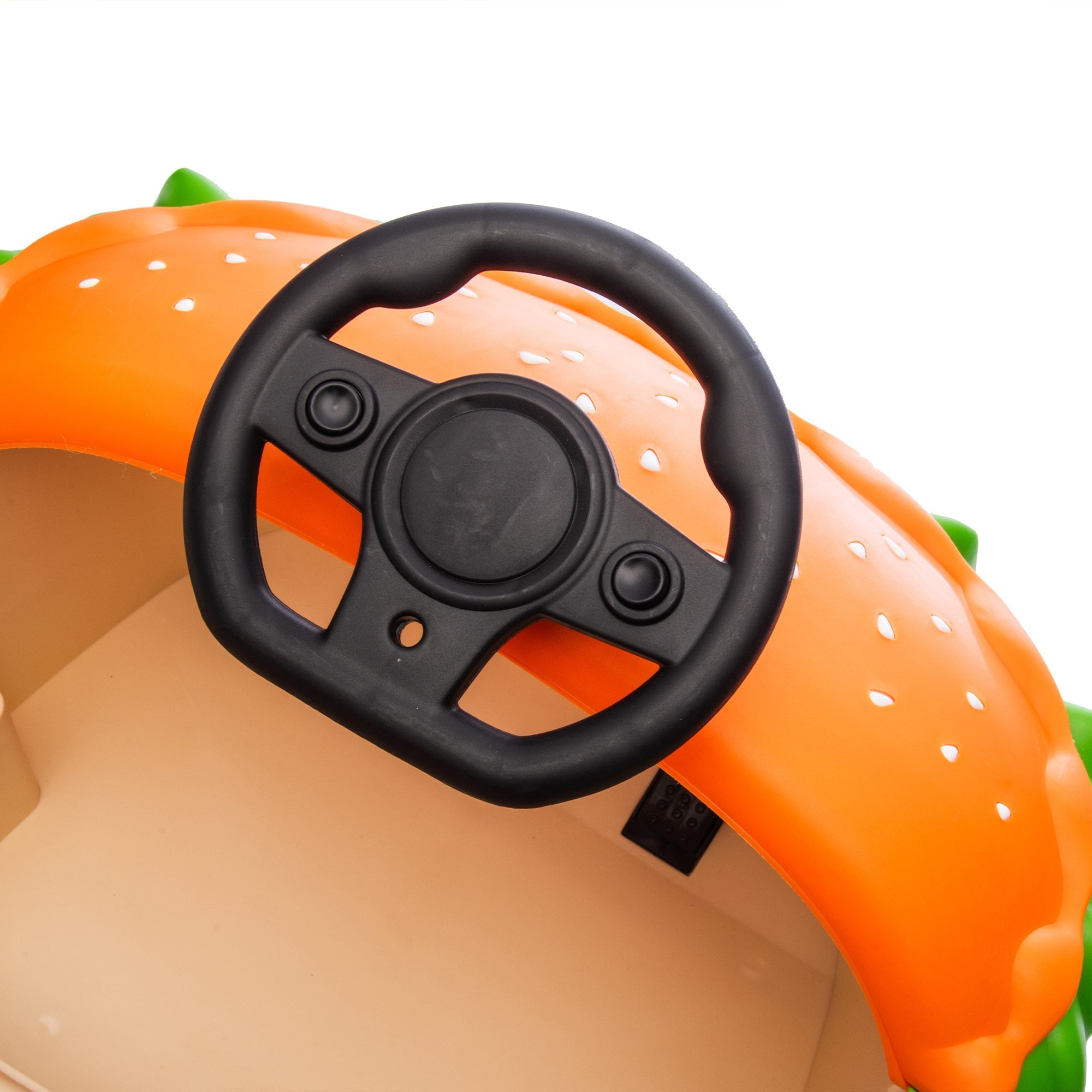 12V Kids Ride On Electric Bumper Car W/Parents Control,Cute&Realistic Hamburger Design,360 Degree Rotation,Storing Space,Bluetooth,Music,USB,Silent wheel,LED Lights,Power Display,Anti-rollover For 2-5