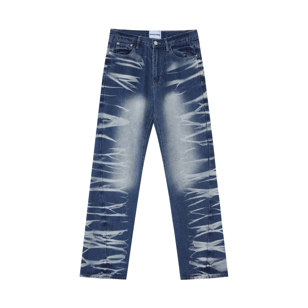Avant-garde Street Washed Corrugated Straight Jeans Men And Women