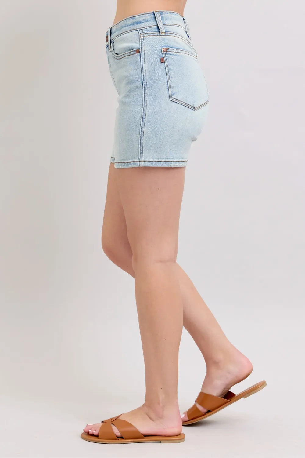 2 Button Denim Shorts with Pockets