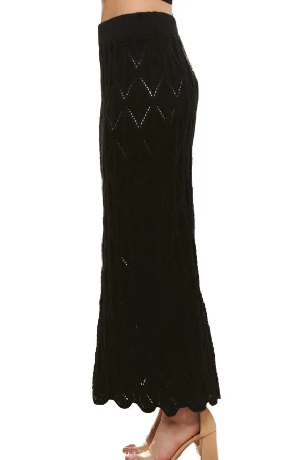 ADORA Scallop Trim Detail Knit Skirt