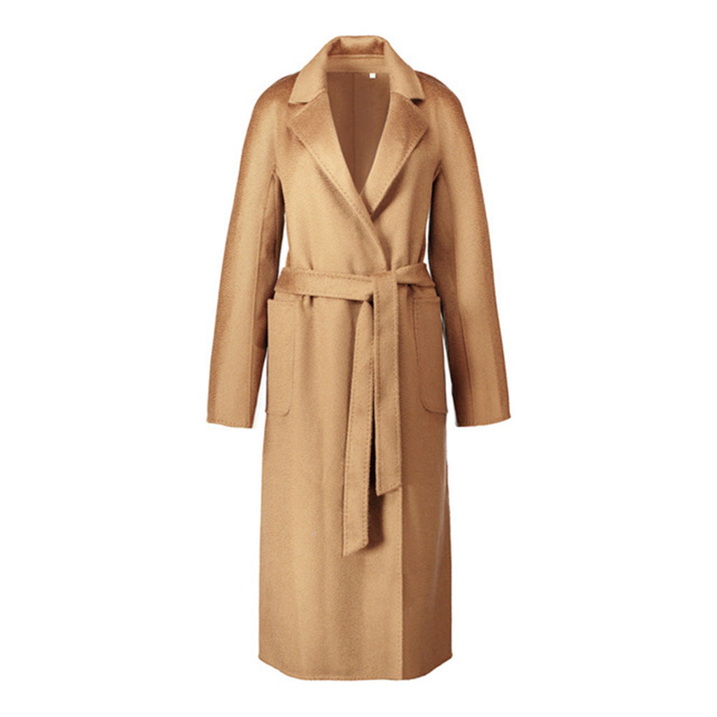 Autumn And Winter Water Ripple Reversible Cashmere Coat High-end Bathrobe