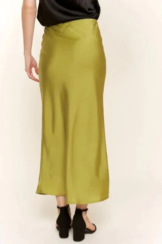 And The Why Satin Midi Skirt