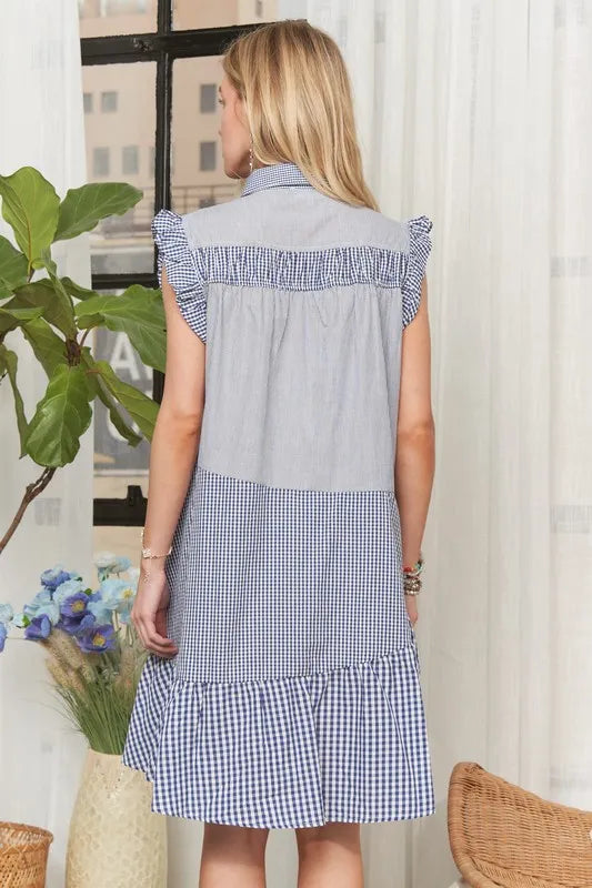 ADORA Button Down Textured Babydoll Dress