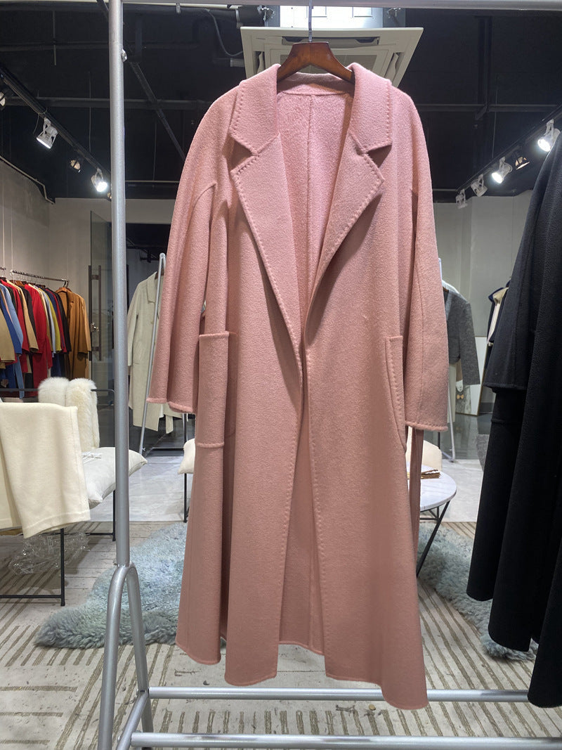 Autumn And Winter Water Ripple Reversible Cashmere Coat High-end Bathrobe