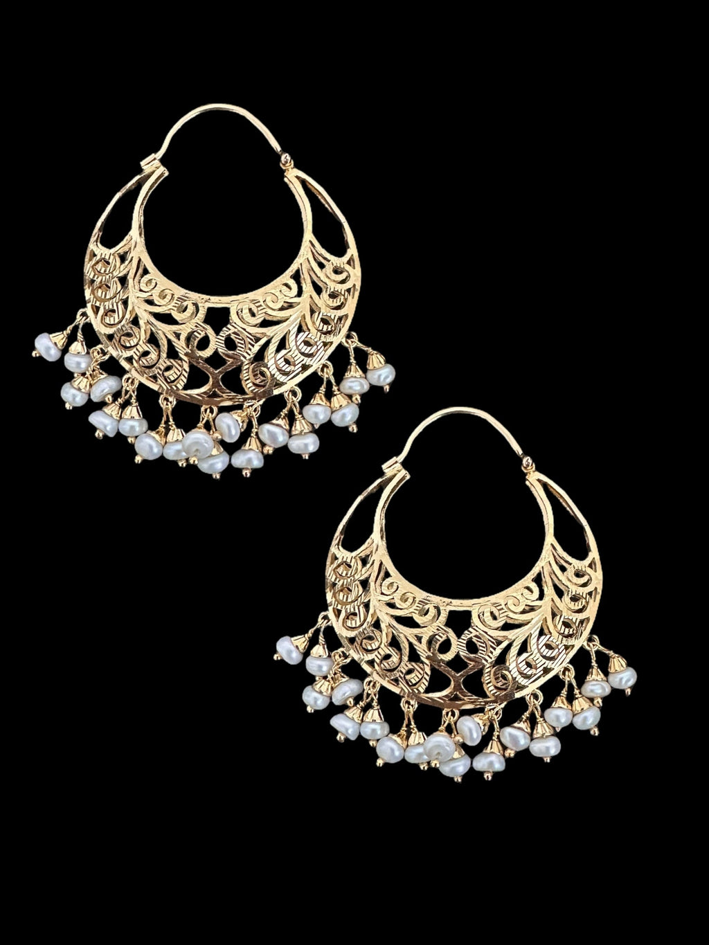 92.5 Silver Bali with fresh water pearls - Gold plated ( READY TO SHIP)