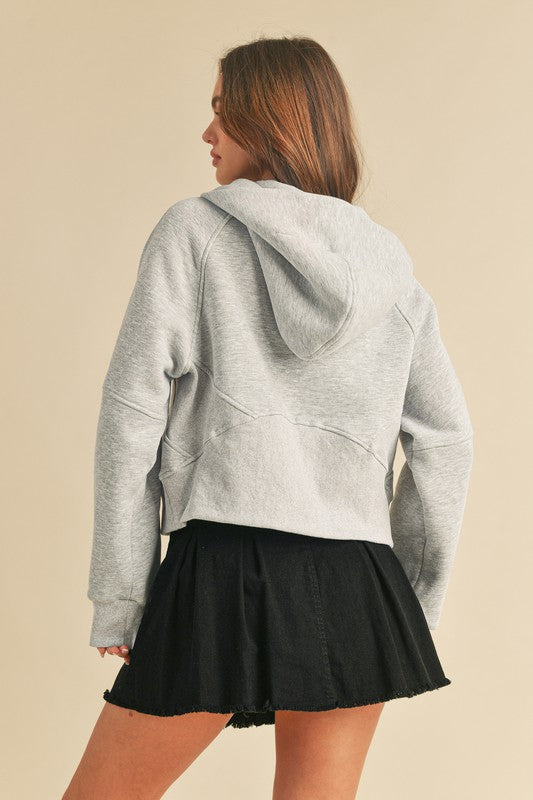 Aemi + Co Half Zip Raglan Sleeve Hoodie with Kangaroo Pocket