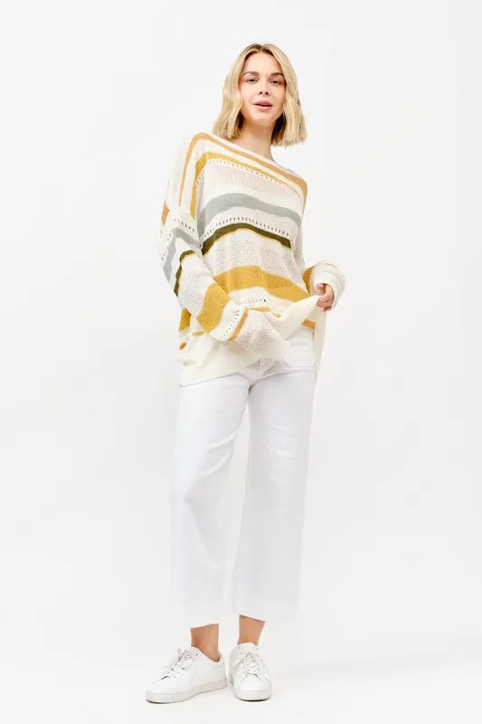 And The Why Abstract Striped Light Weight Loose Sweater