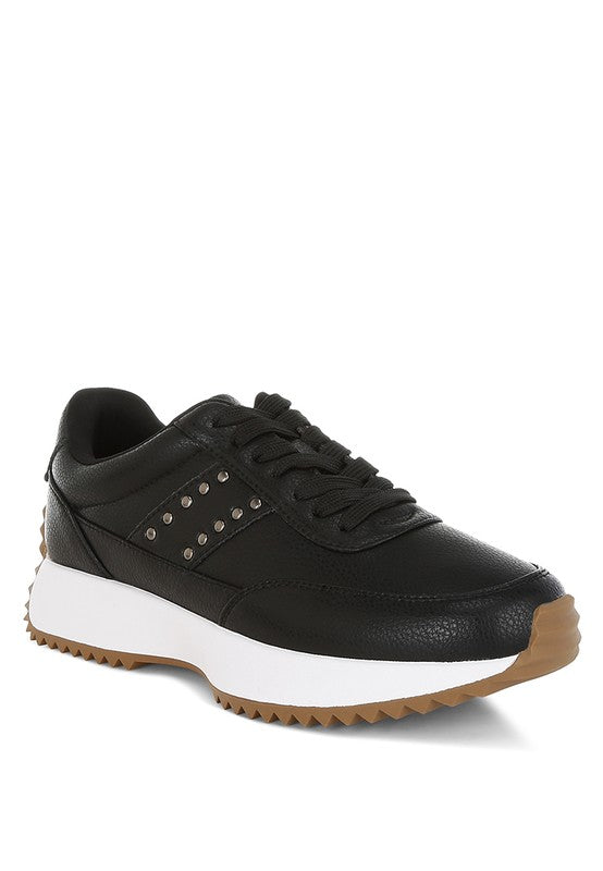 Athion Studded Real Leather Sneakers