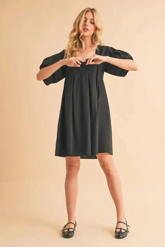 Aemi + Co Square Neck Babydoll Dress with Pockets
