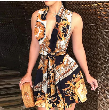 Belted dress sexy casual dress