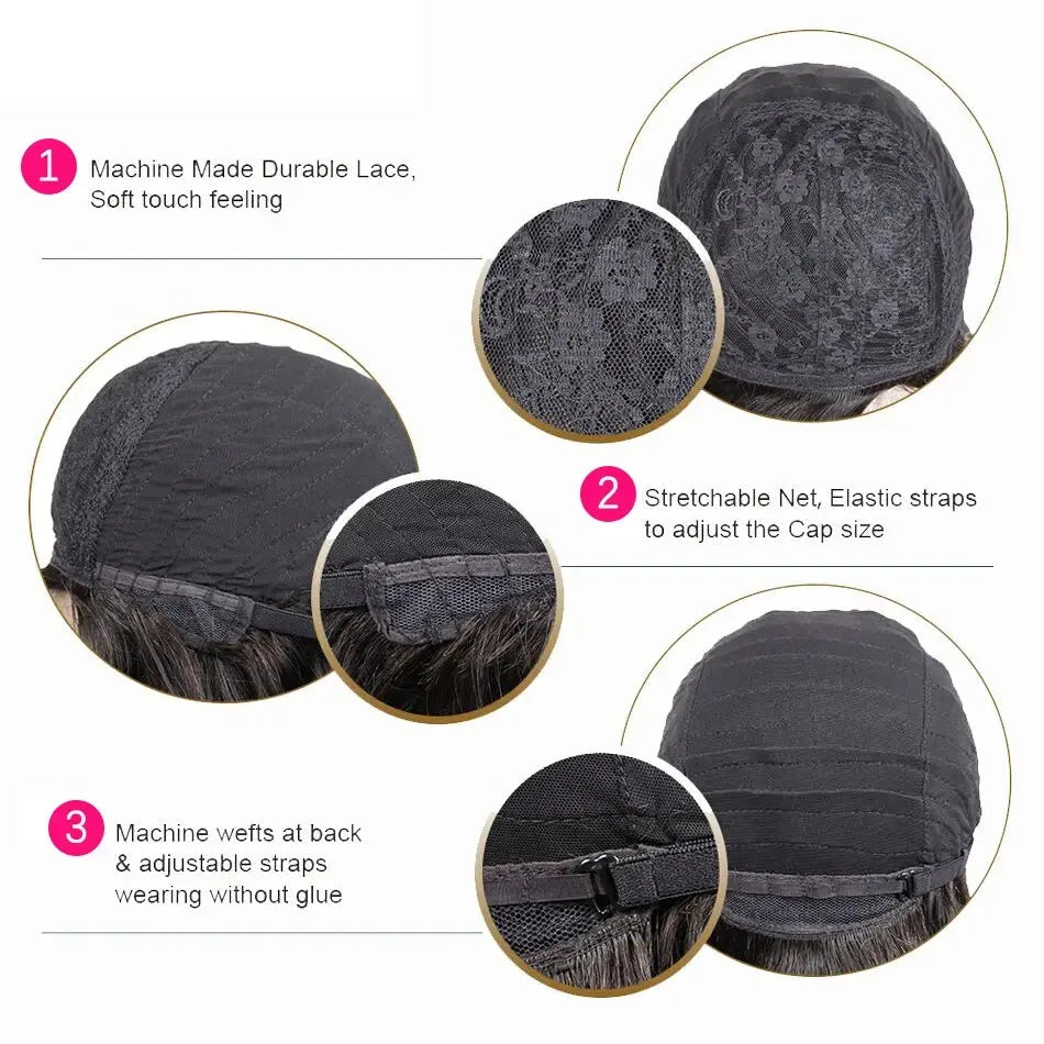 100% Human Hair | Remy Hair | HD Lace Middle Part | Straight | Bangs | Wear And Go | Glueless | Short Bob Wigs