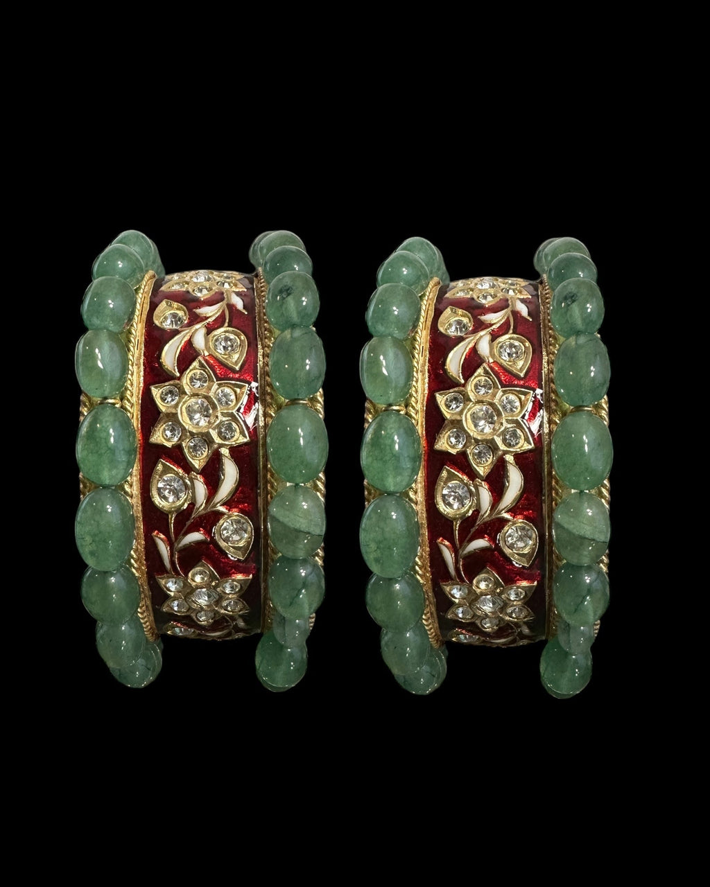 B399 Meenakari and emerald bangles (READY TO SHIP)