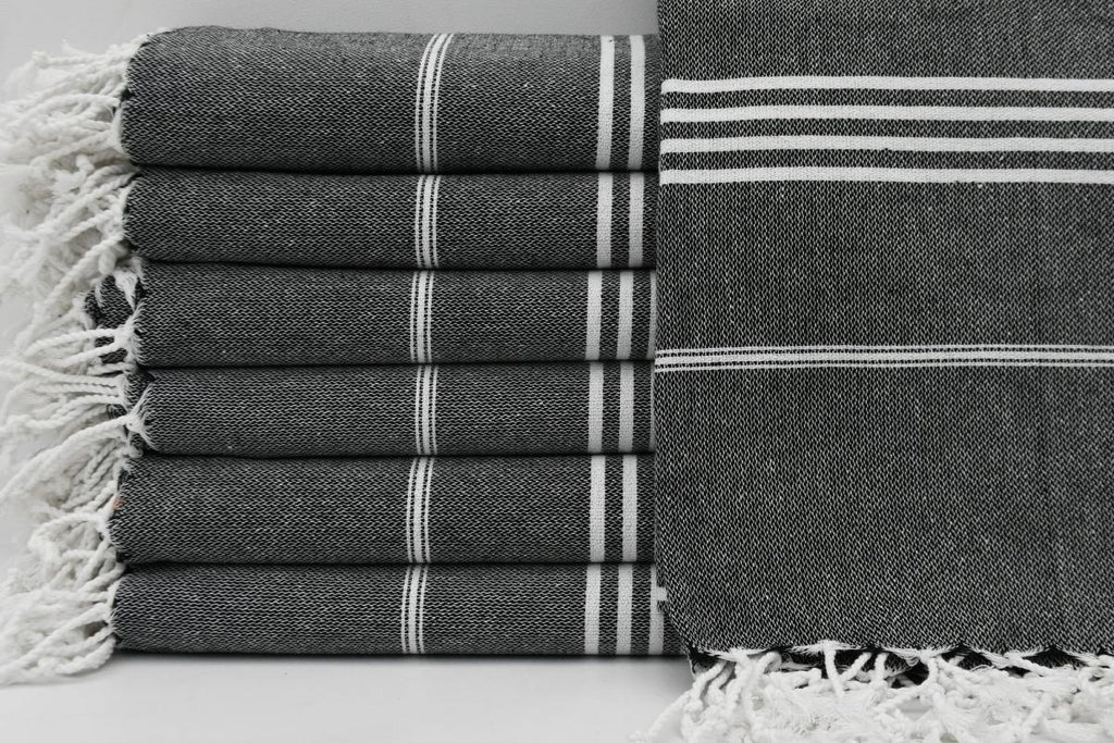 Basiclayersca Monaco Black Turkish Towel 100 Percent Natural