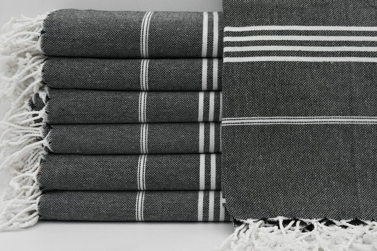 Basiclayersca Monaco Black Turkish Towel 100 Percent Natural