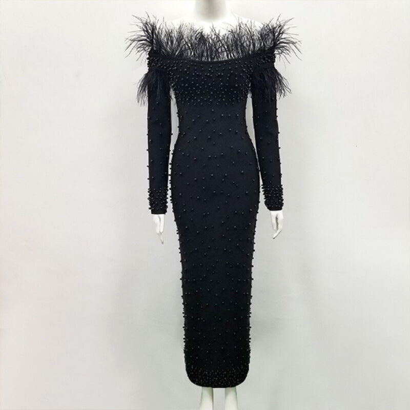 Autumn And Winter Beaded Sheath Sexy Dress
