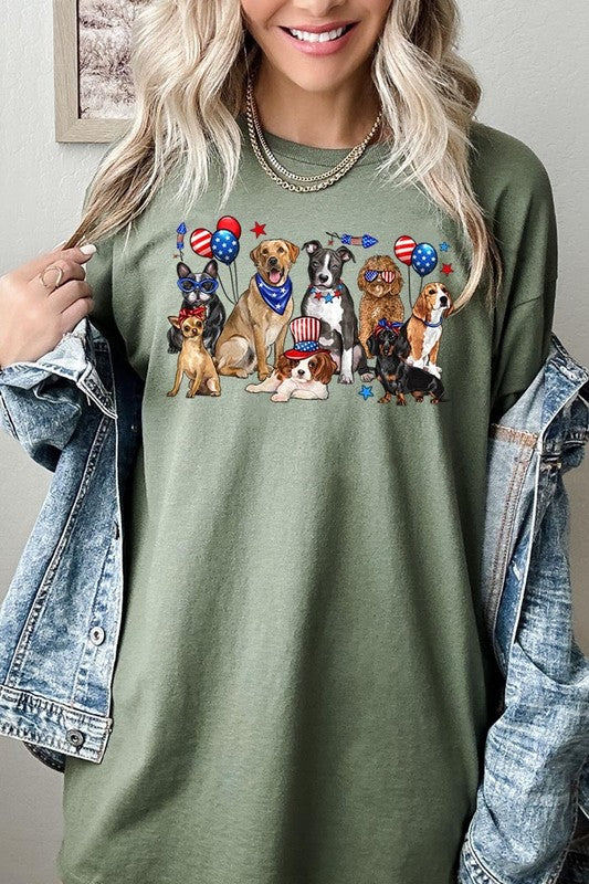 4th of July Dogs Graphic Plus Heavy Cotton Tee