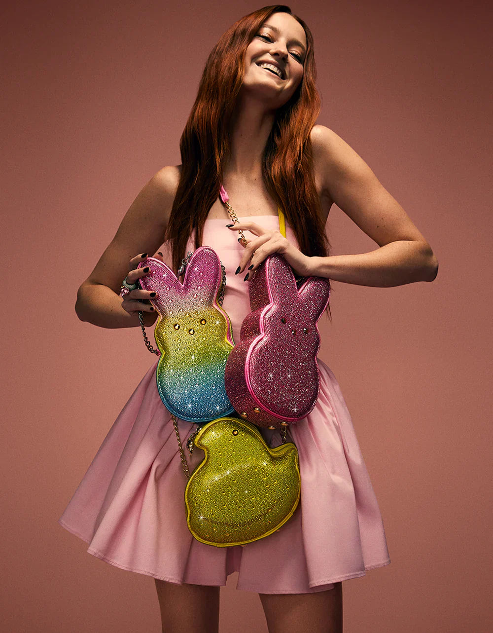 Betsey Johnson Peeps Rhinestone Bunny Crossbody Rainbow