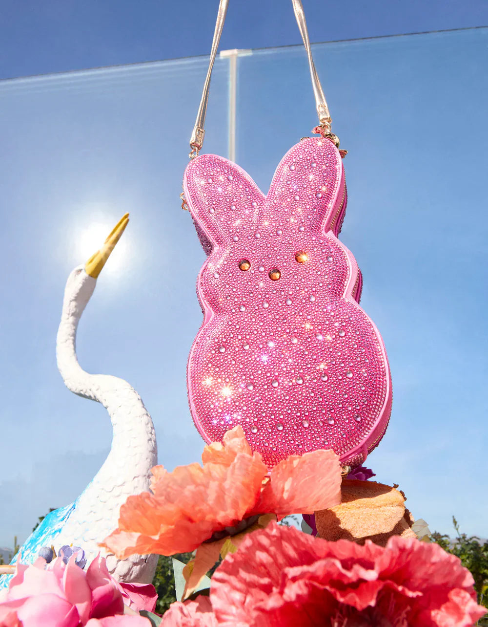 Betsey Johnson Peeps Rhinestone Bunny Crossbody Pink