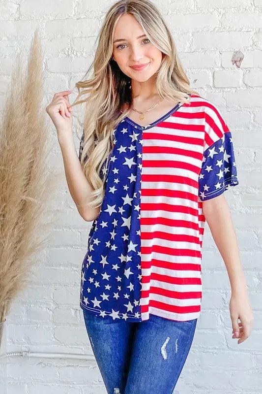 And The Why American Flag Short Sleeve Top