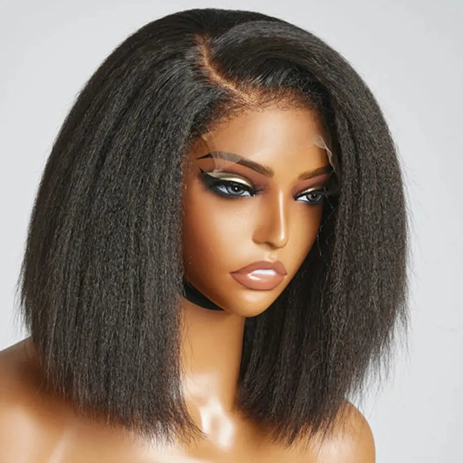 13x4 Glueless Kinky Straight Bob Wig | Ready-to-Wear | Brazilian Remy Human Hair