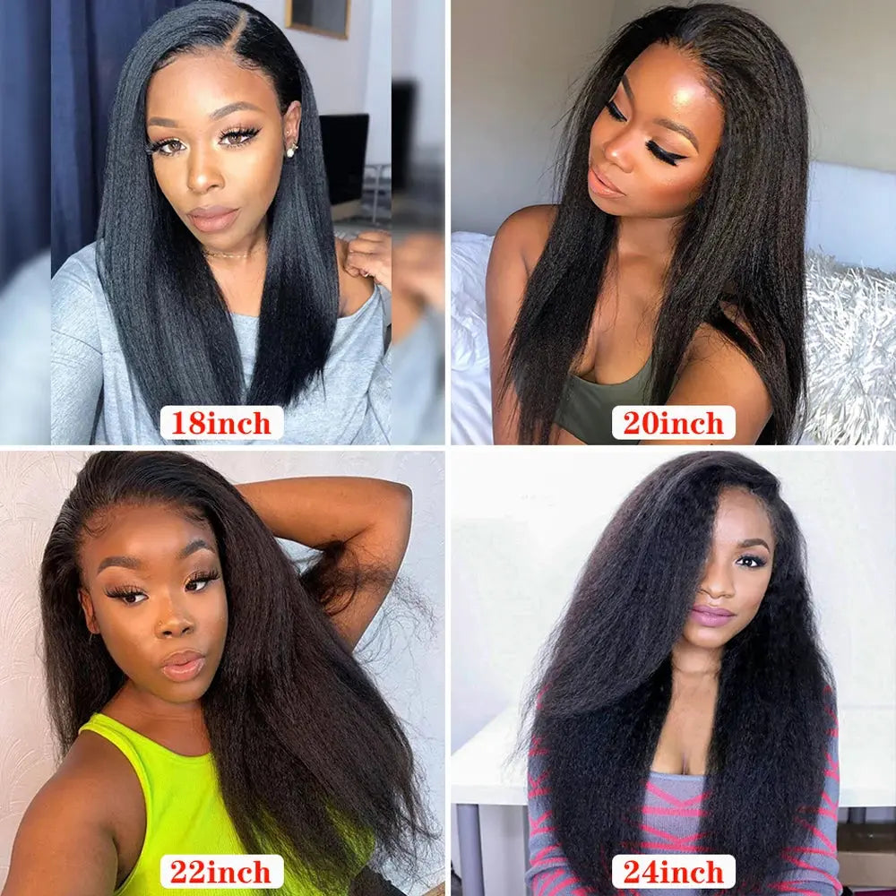 13x4 Kinky Straight Lace Front Wig | Glueless | Brazilian Virgin Hair | Pre-Plucked with Baby Hair