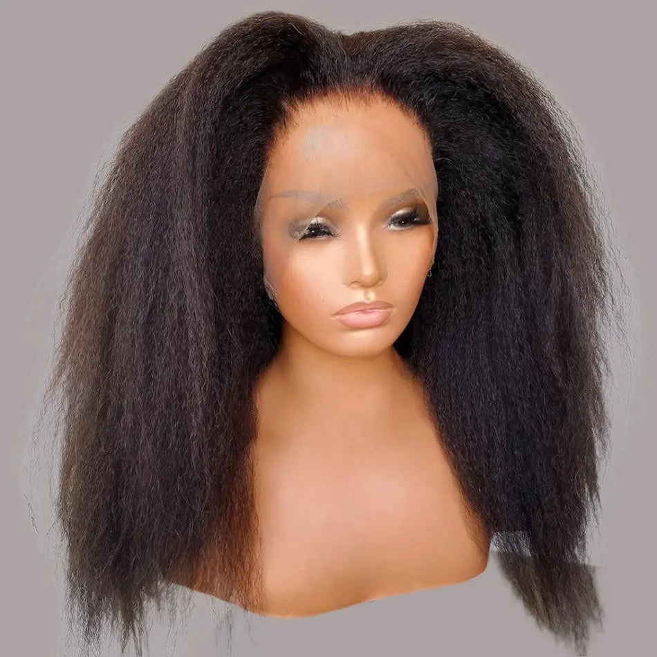 13x4 Kinky Straight Lace Front Wig | Glueless | Brazilian Virgin Hair | Pre-Plucked with Baby Hair