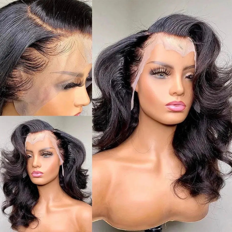 13x6 Lace Front Curly Bob Wig with Bangs | Black Cosplay Wig | Heat Resistant Synthetic Hair