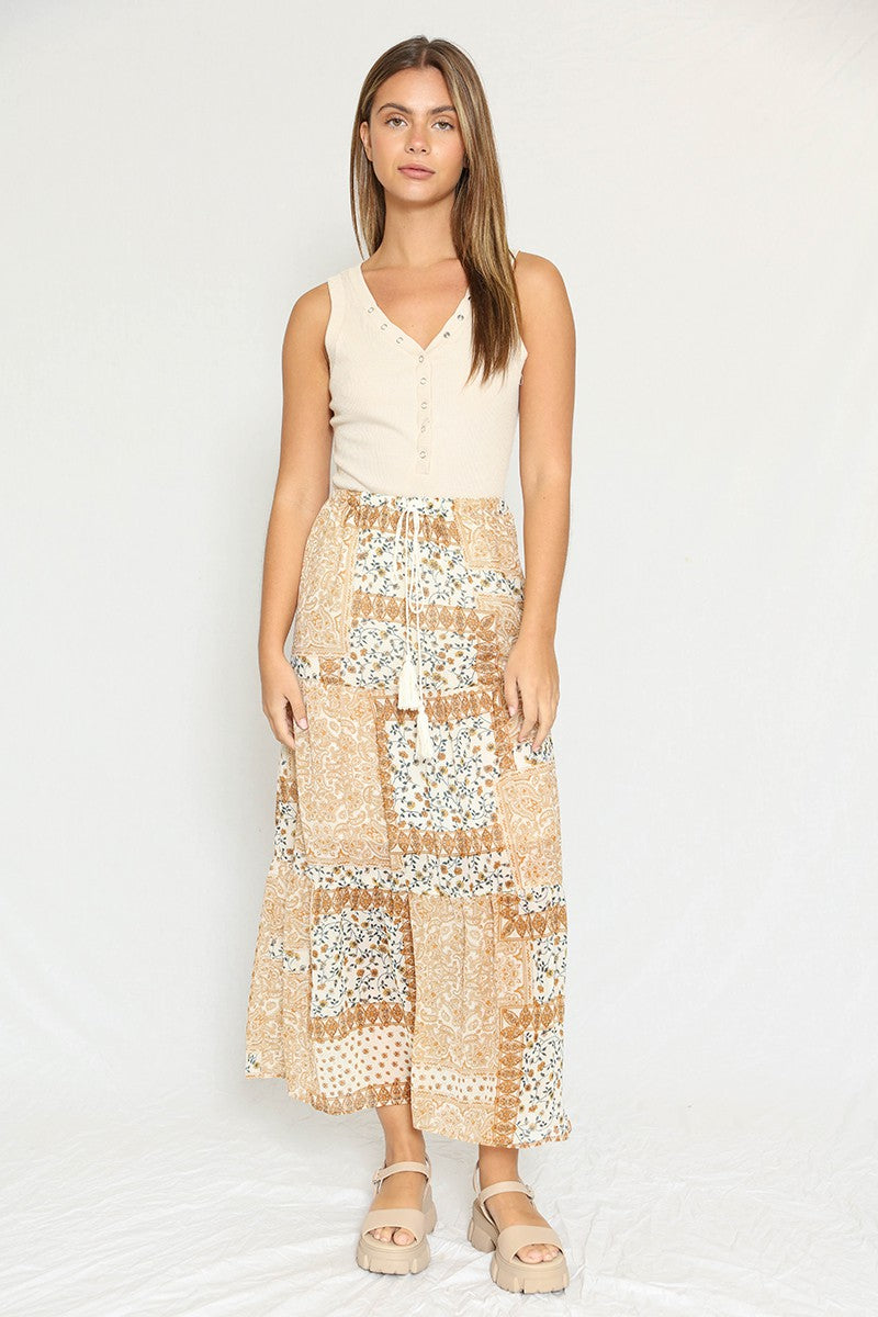 Bandana print maxi skirt