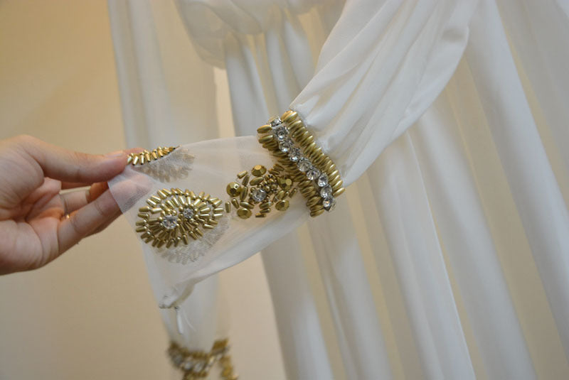 Beaded Chiffon Dress Bohemian Long Dress Bridesmaid Dress