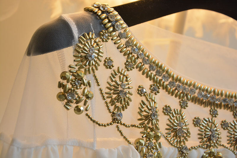 Beaded Chiffon Dress Bohemian Long Dress Bridesmaid Dress