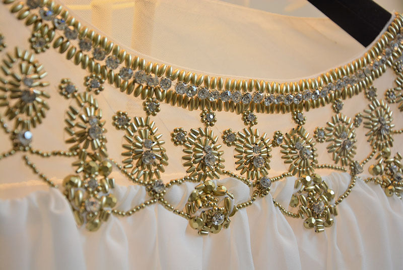 Beaded Chiffon Dress Bohemian Long Dress Bridesmaid Dress