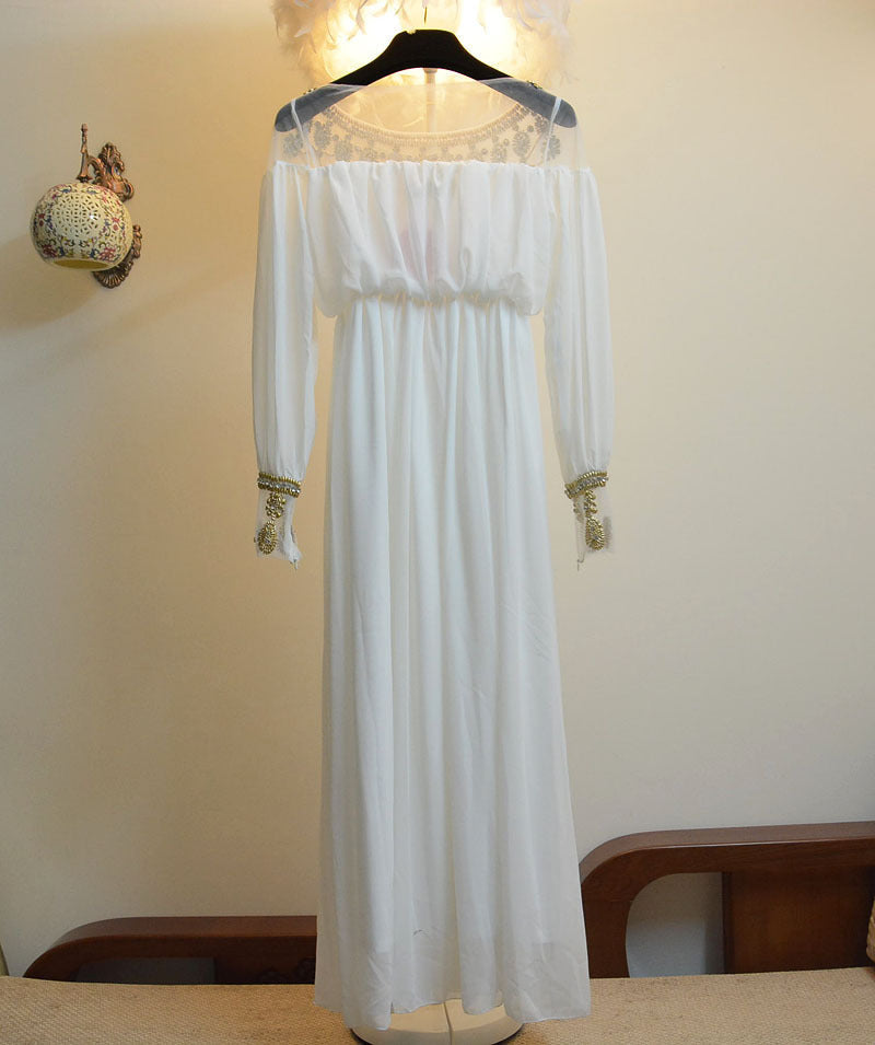 Beaded Chiffon Dress Bohemian Long Dress Bridesmaid Dress