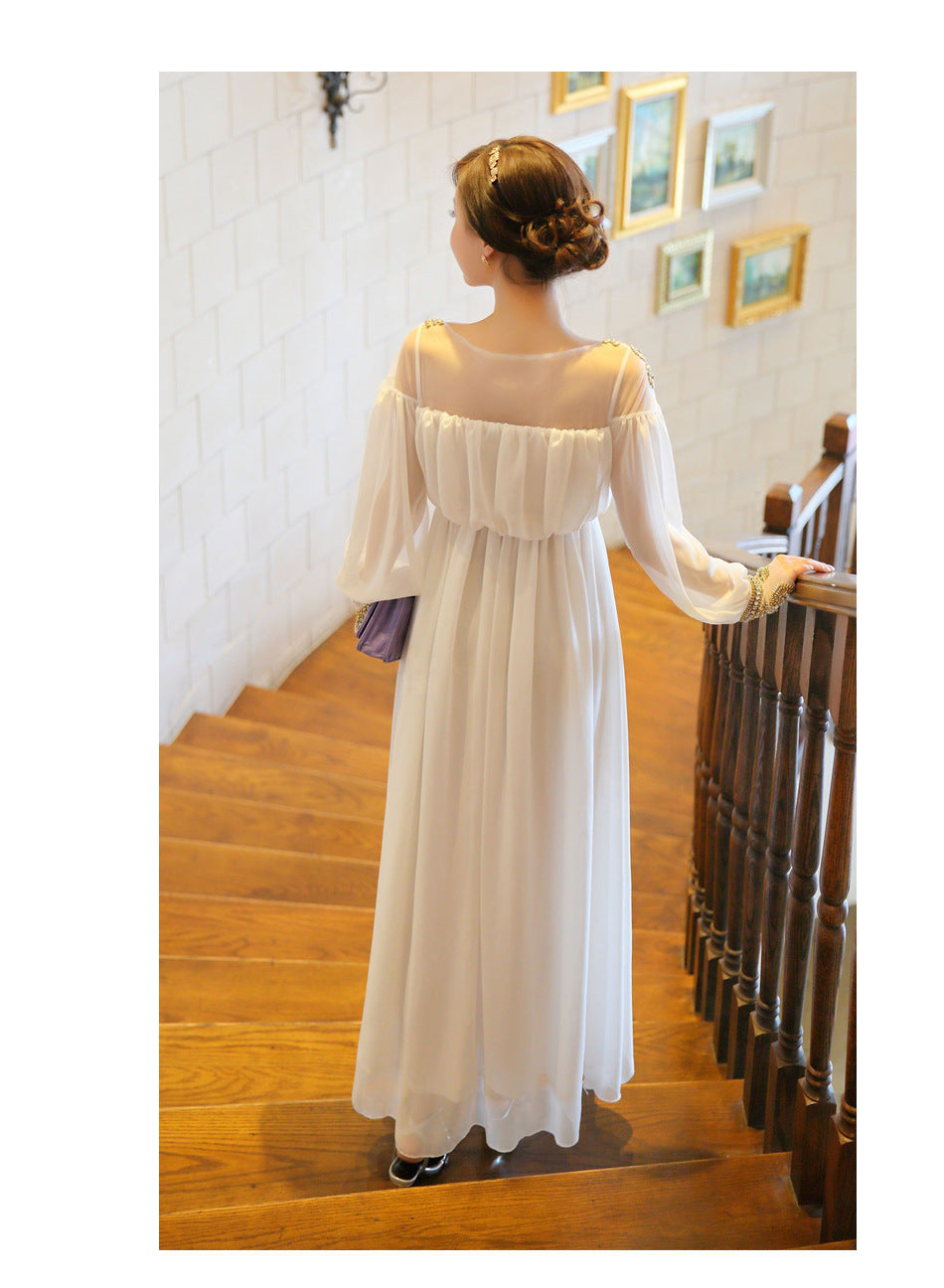 Beaded Chiffon Dress Bohemian Long Dress Bridesmaid Dress