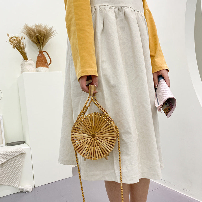Bamboo Woven Lady's Small Round Bag