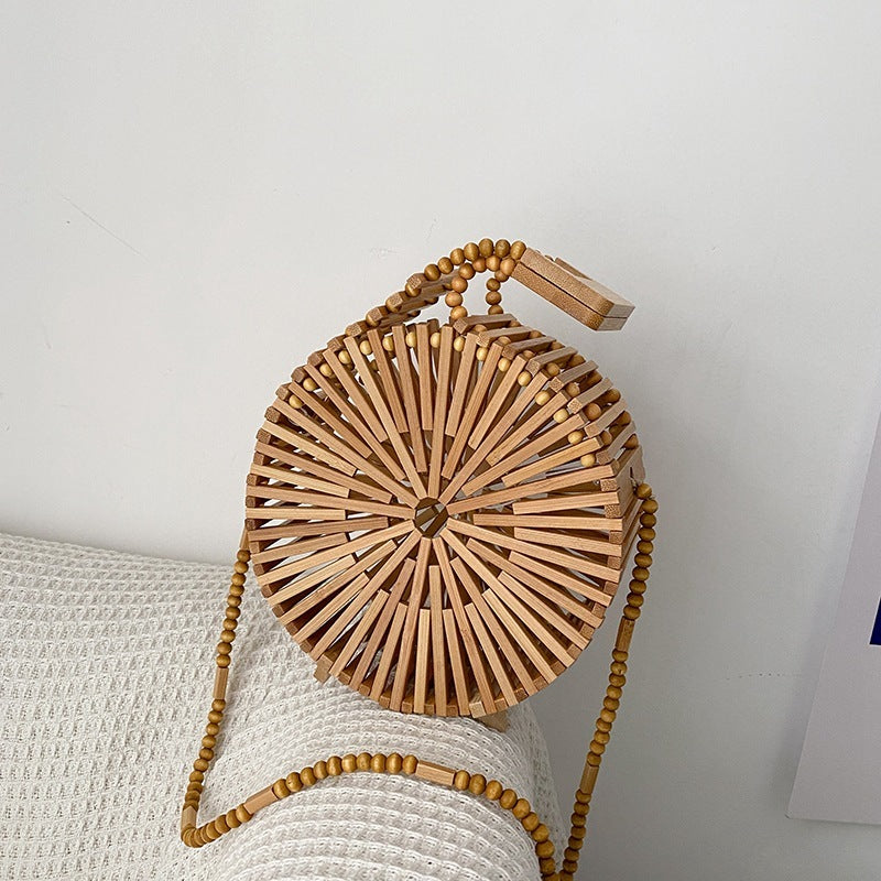 Bamboo Woven Lady's Small Round Bag
