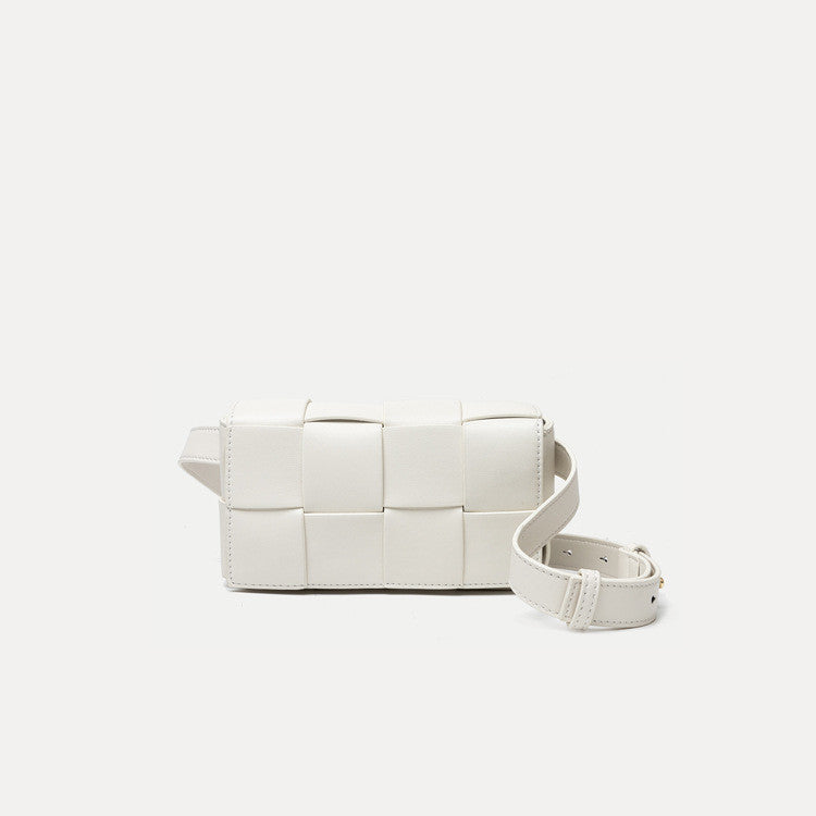 Avocado Green Lattice Woven Chest Bag Diagonal