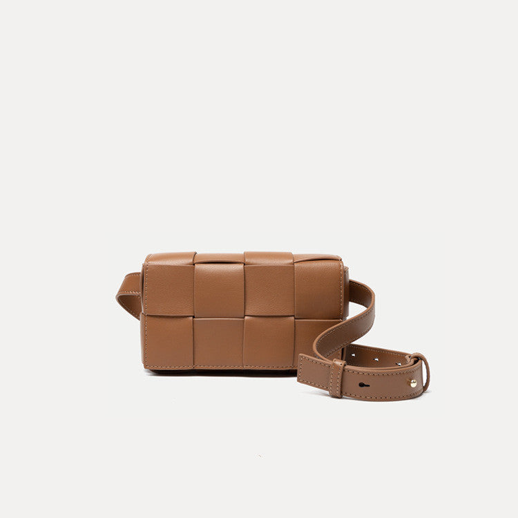 Avocado Green Lattice Woven Chest Bag Diagonal