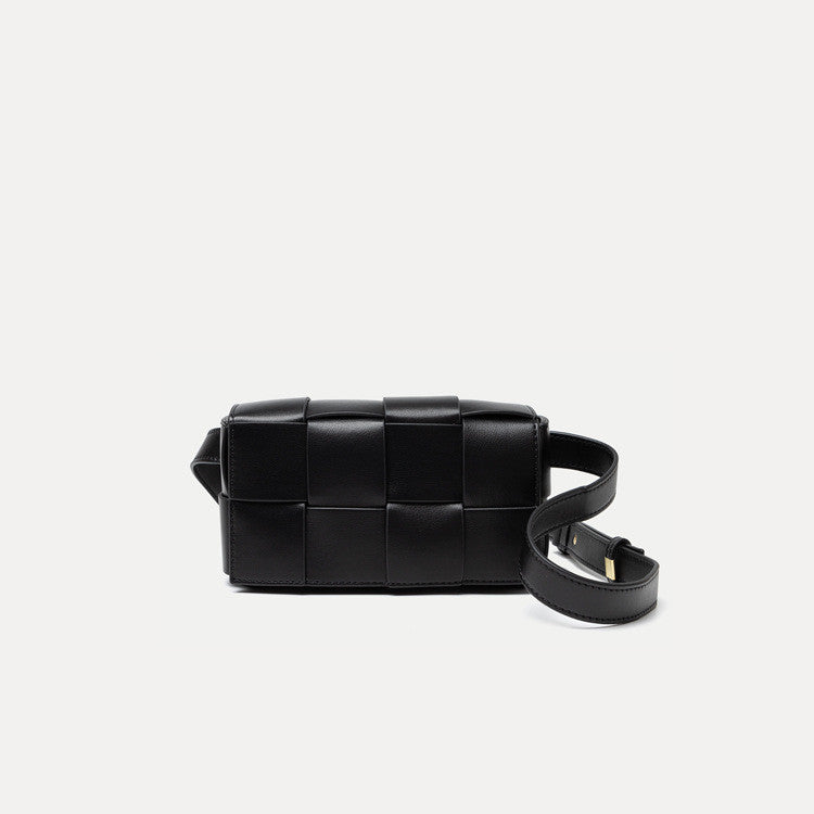 Avocado Green Lattice Woven Chest Bag Diagonal