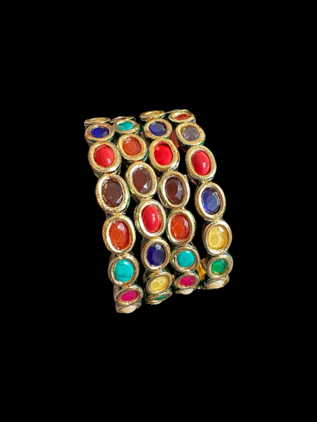 B312 kundan bangles in navratan ( READY TO SHIP ) Set of 4