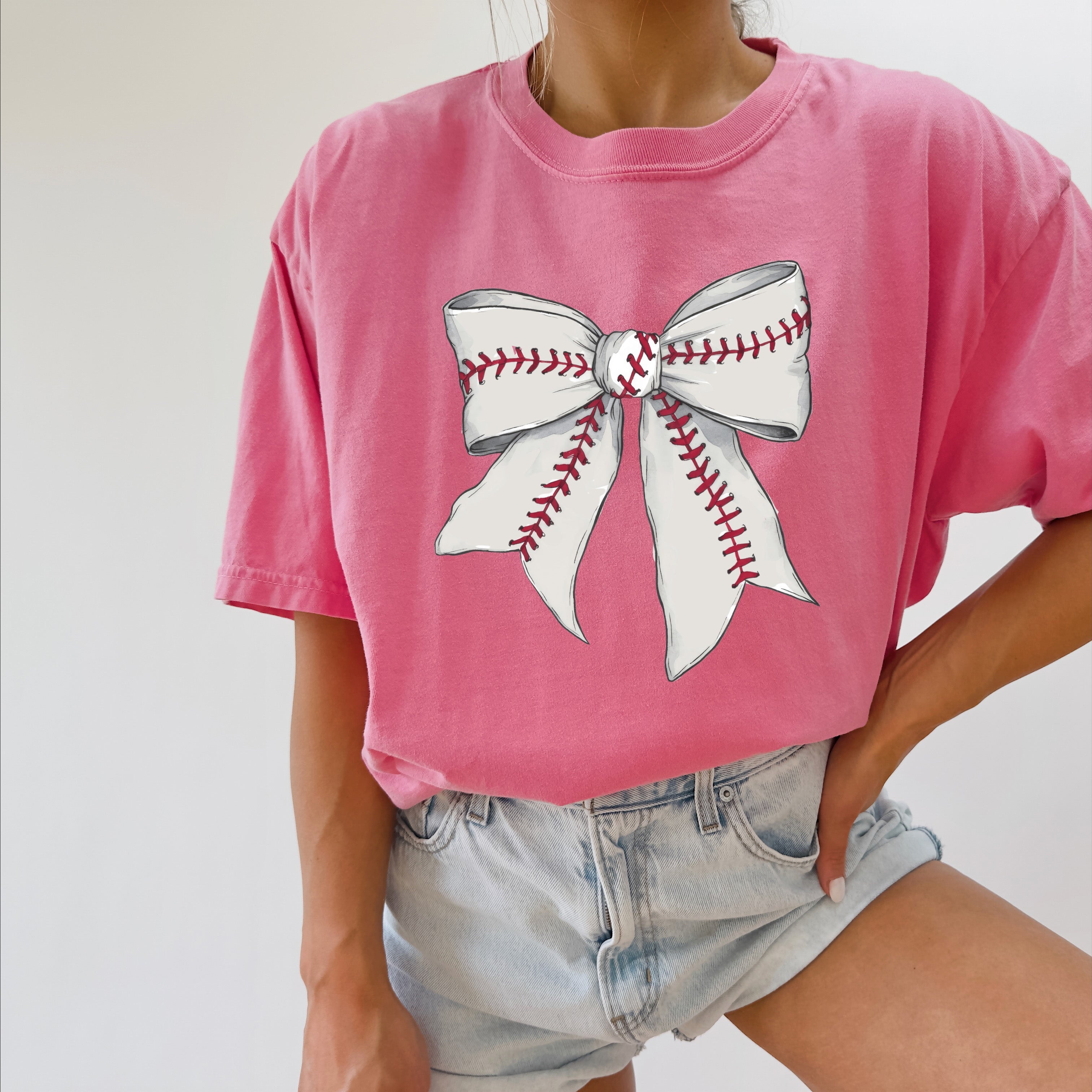 Baseball Lover Mom Game Day Comfort Colors Graphic Tees (Ribbon)