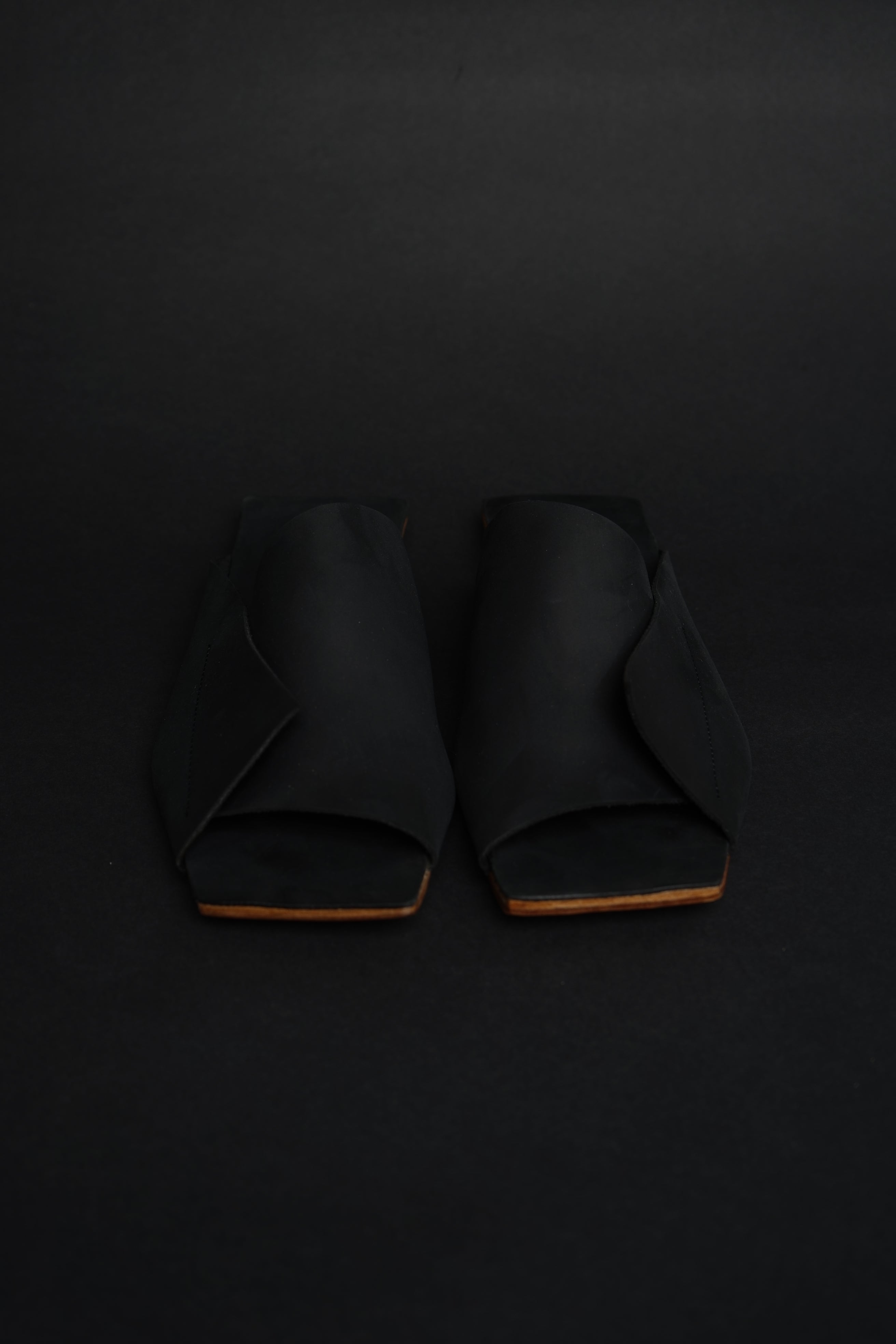 Amos Handcrafted Black Leather Slides