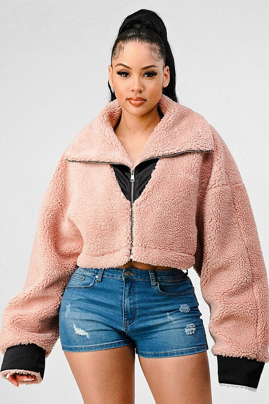 Athina Oversized Sherpa With Contrast Jacket