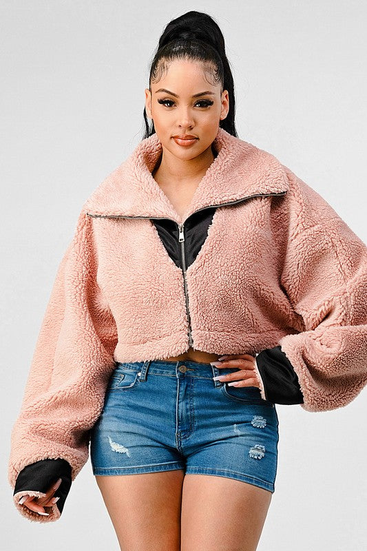 Athina Oversized Sherpa With Contrast Jacket