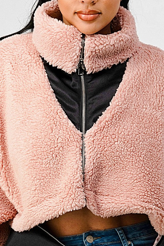 Athina Oversized Sherpa With Contrast Jacket