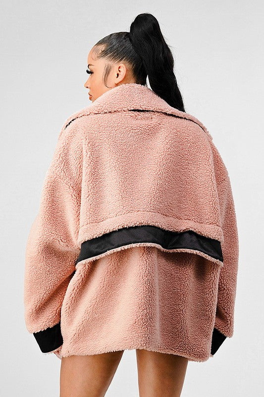 Athina Oversized Sherpa With Contrast Jacket