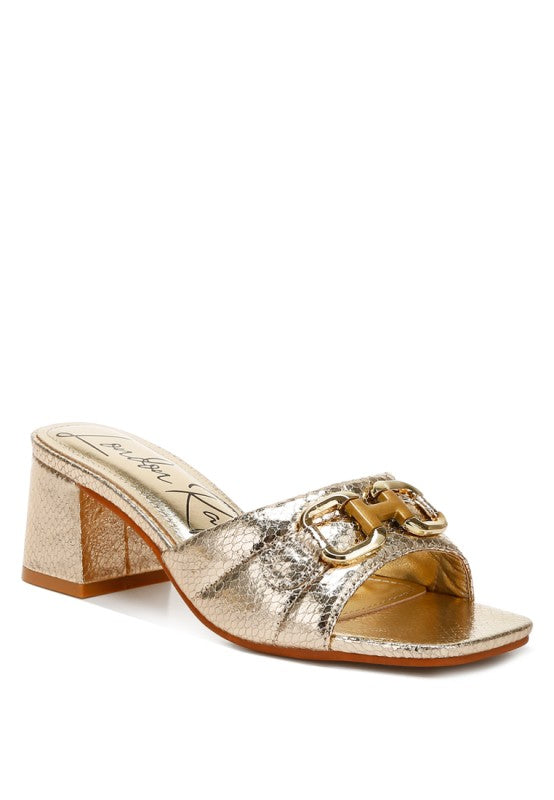 Bellamy Horsebit Detail Snake Print Sandals