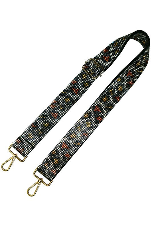 1.5 Inches Leopard Rhinestone Guitar Strap